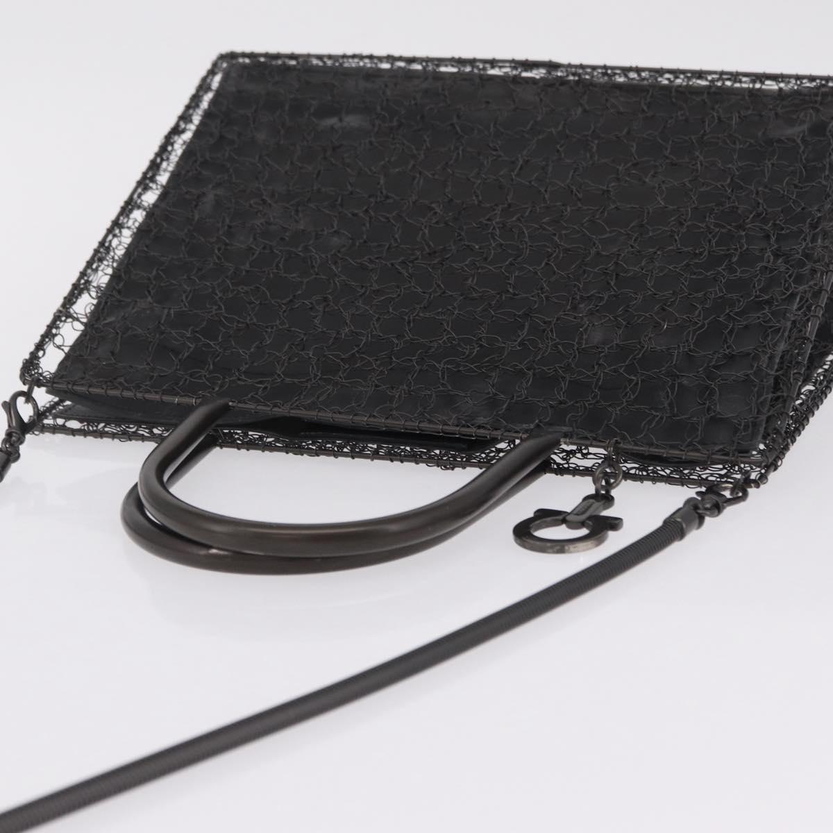 Salvatore Ferragamo Hand Bag Metal 2way Black Auth 167839V