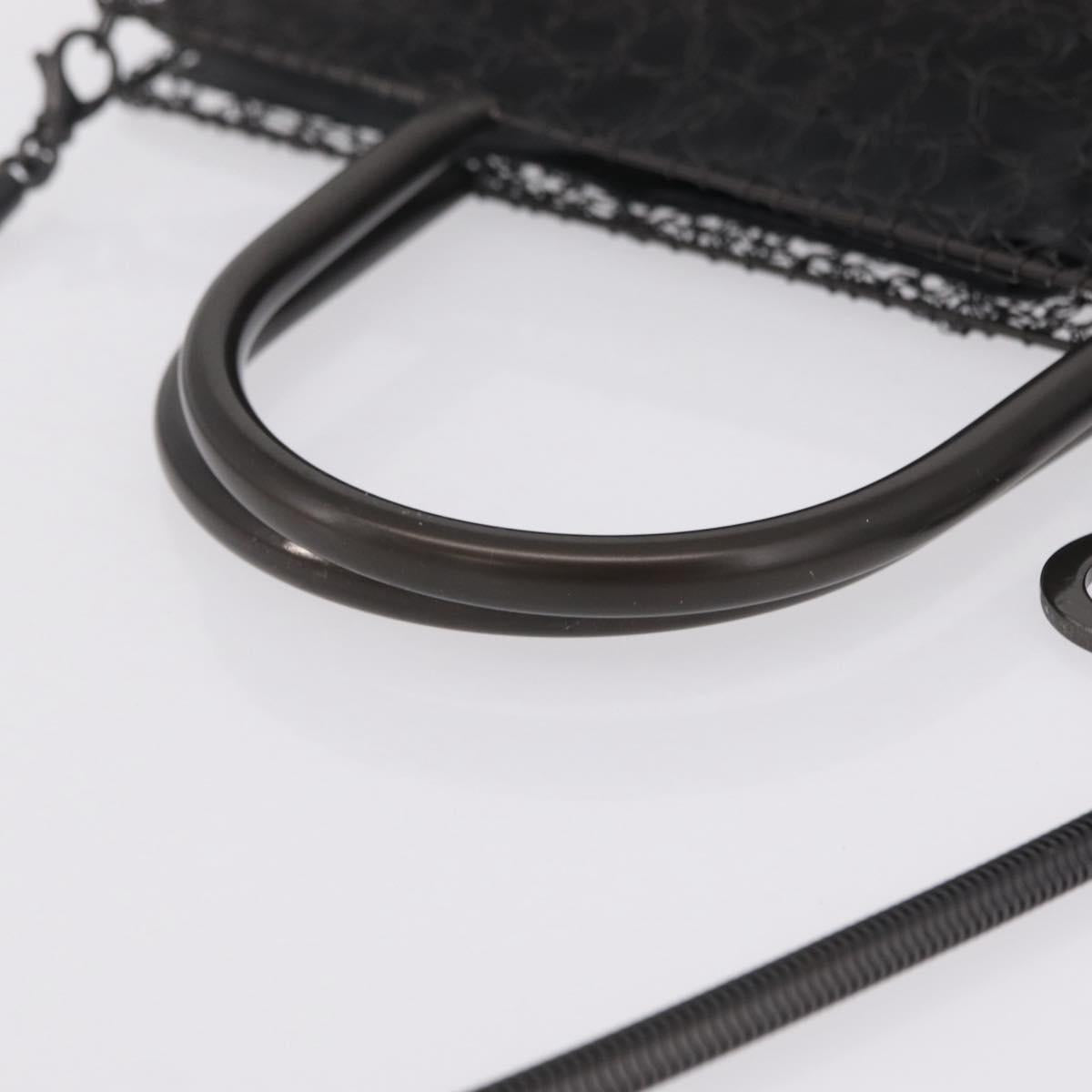 Salvatore Ferragamo Hand Bag Metal 2way Black Auth 167839V