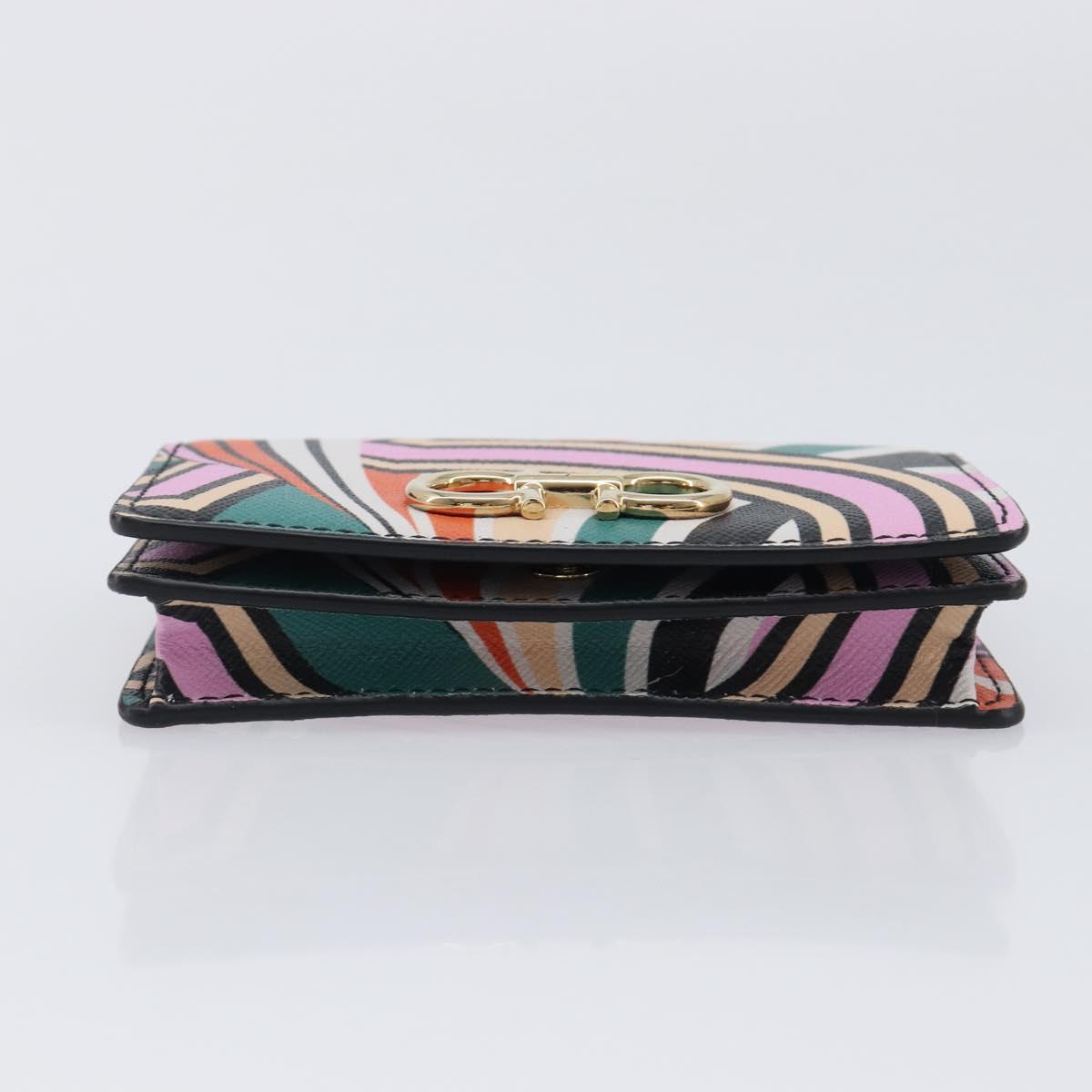 Salvatore Ferragamo Gancini Card Case Leather Multicolor Gold Auth 167840M