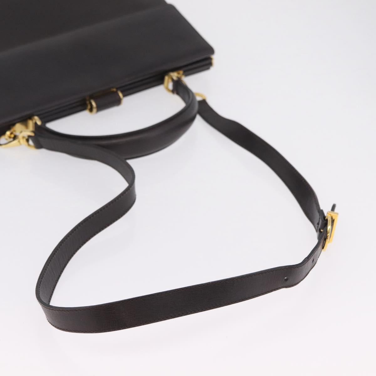 Salvatore Ferragamo Hand Bag Leather 2way Brown Gold Auth 167841V