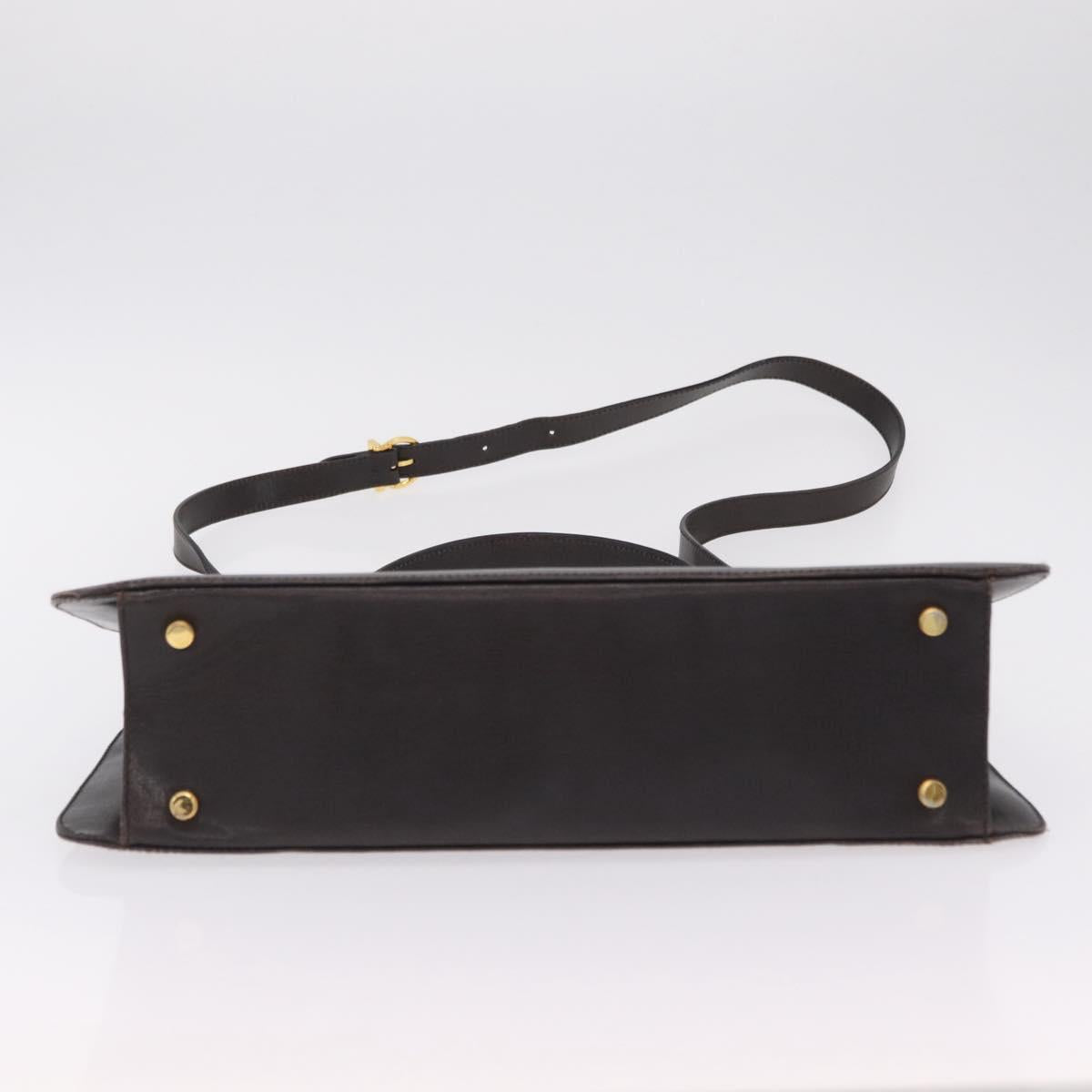 Salvatore Ferragamo Hand Bag Leather 2way Brown Gold Auth 167841V