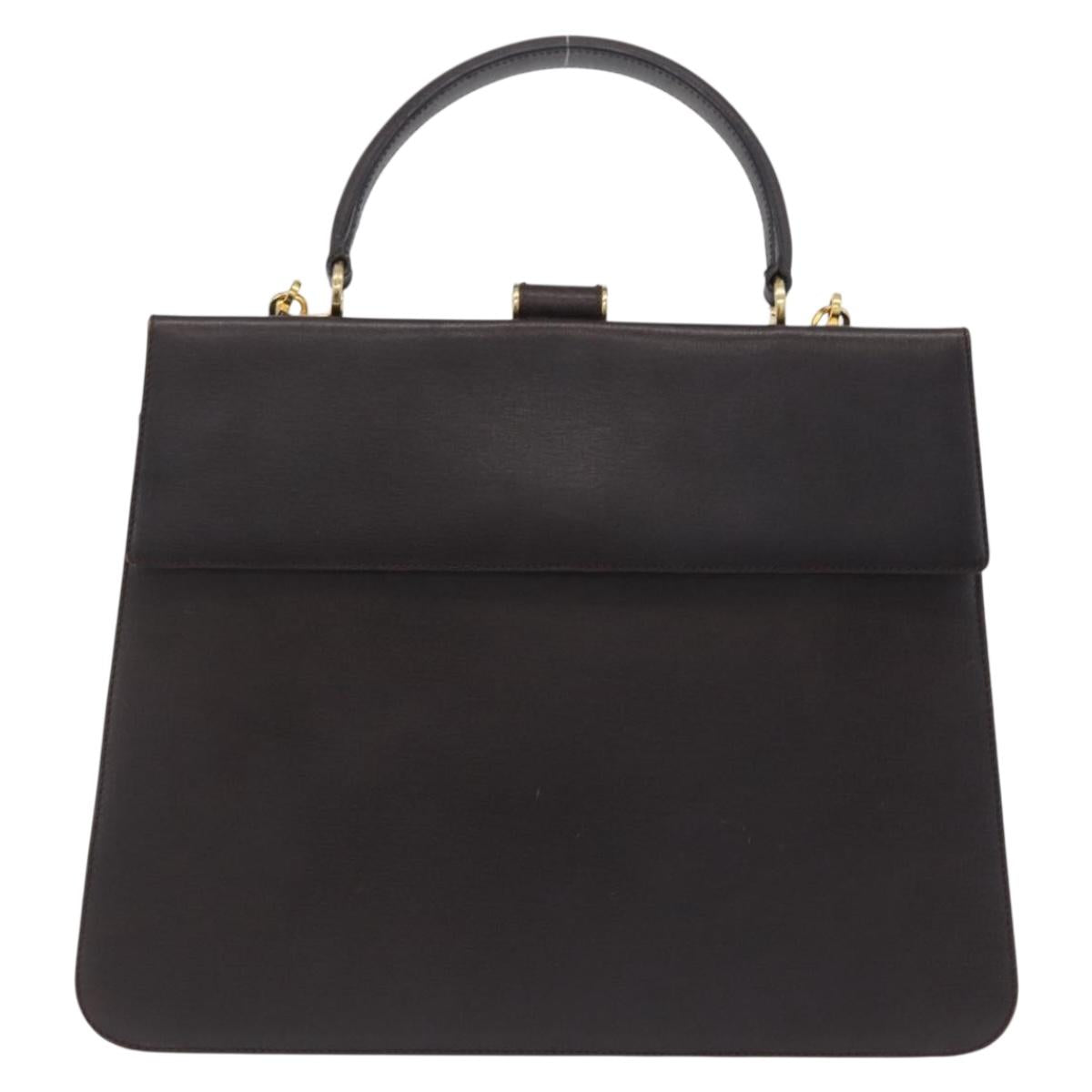 Salvatore Ferragamo Hand Bag Leather 2way Brown Gold Auth 167841V