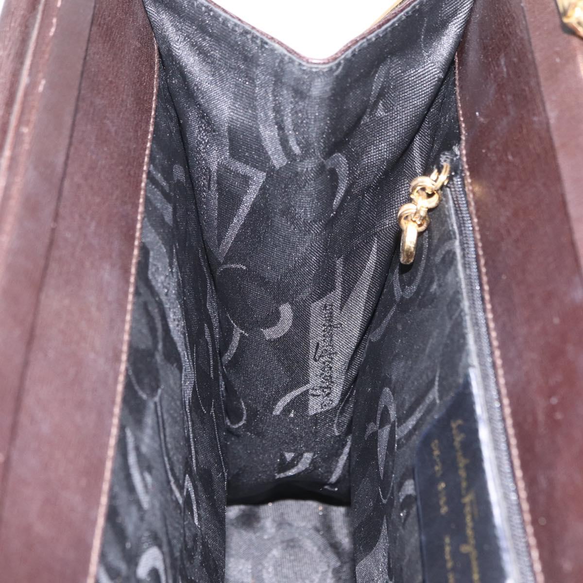 Salvatore Ferragamo Hand Bag Leather 2way Brown Gold Auth 167841V