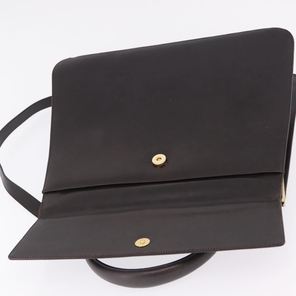 Salvatore Ferragamo Hand Bag Leather 2way Brown Gold Auth 167841V
