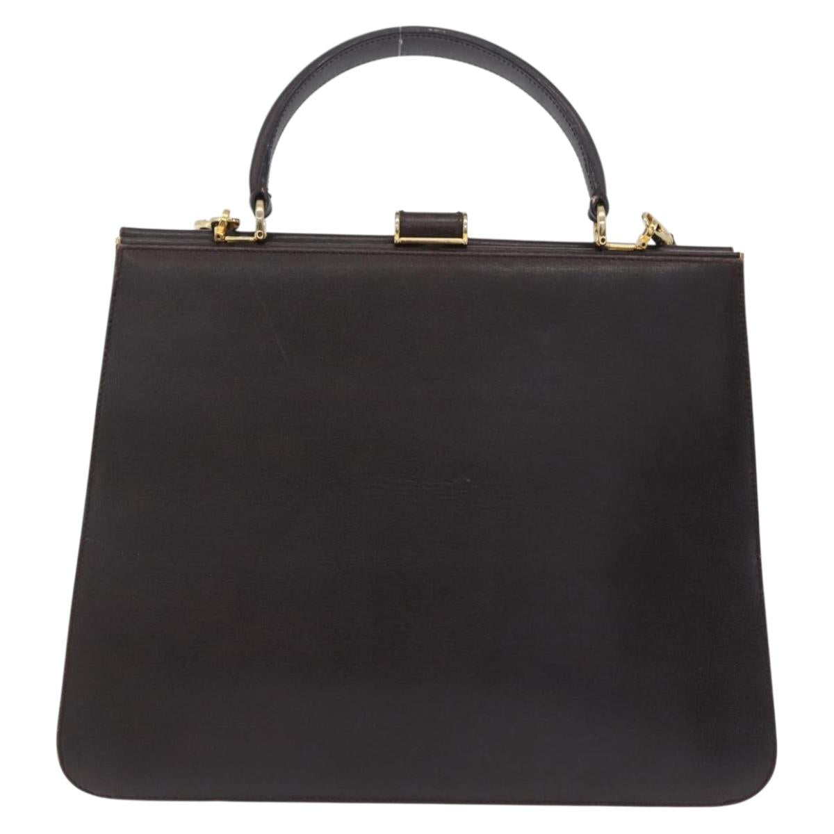 Salvatore Ferragamo Hand Bag Leather 2way Brown Gold Auth 167841V