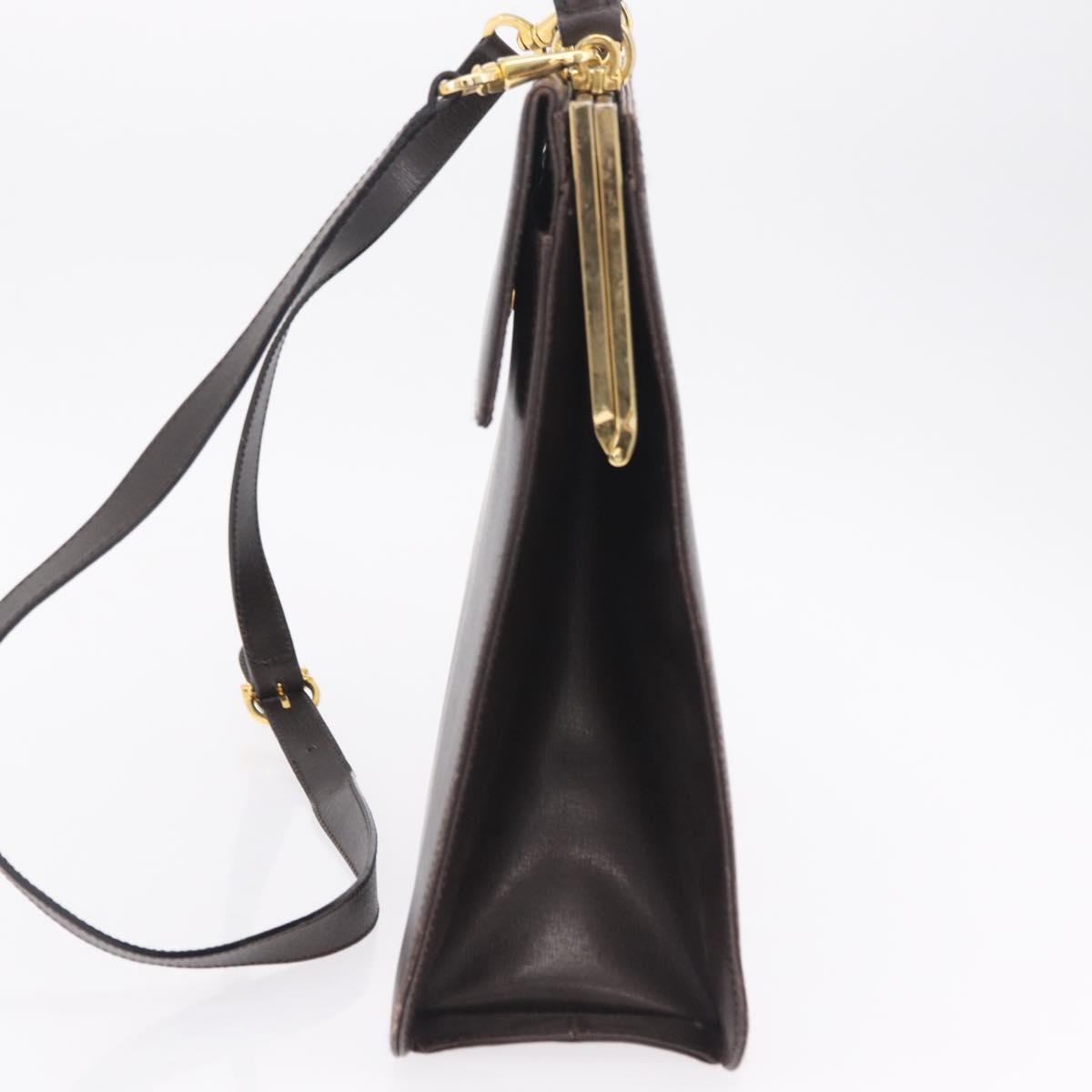 Salvatore Ferragamo Hand Bag Leather 2way Brown Gold Auth 167841V