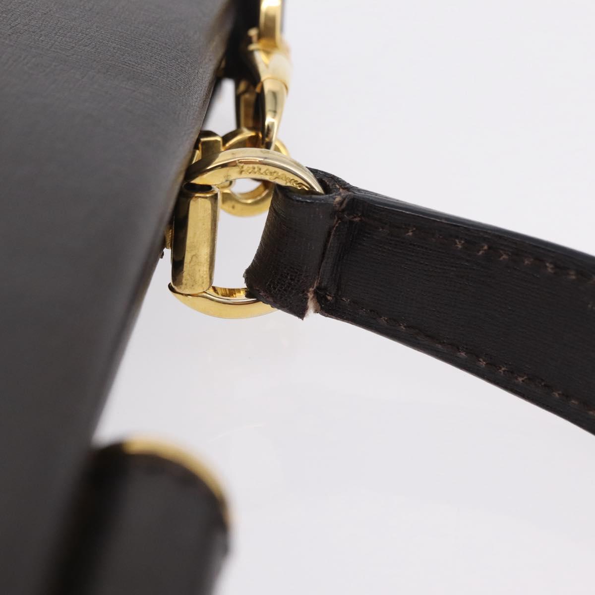 Salvatore Ferragamo Hand Bag Leather 2way Brown Gold Auth 167841V