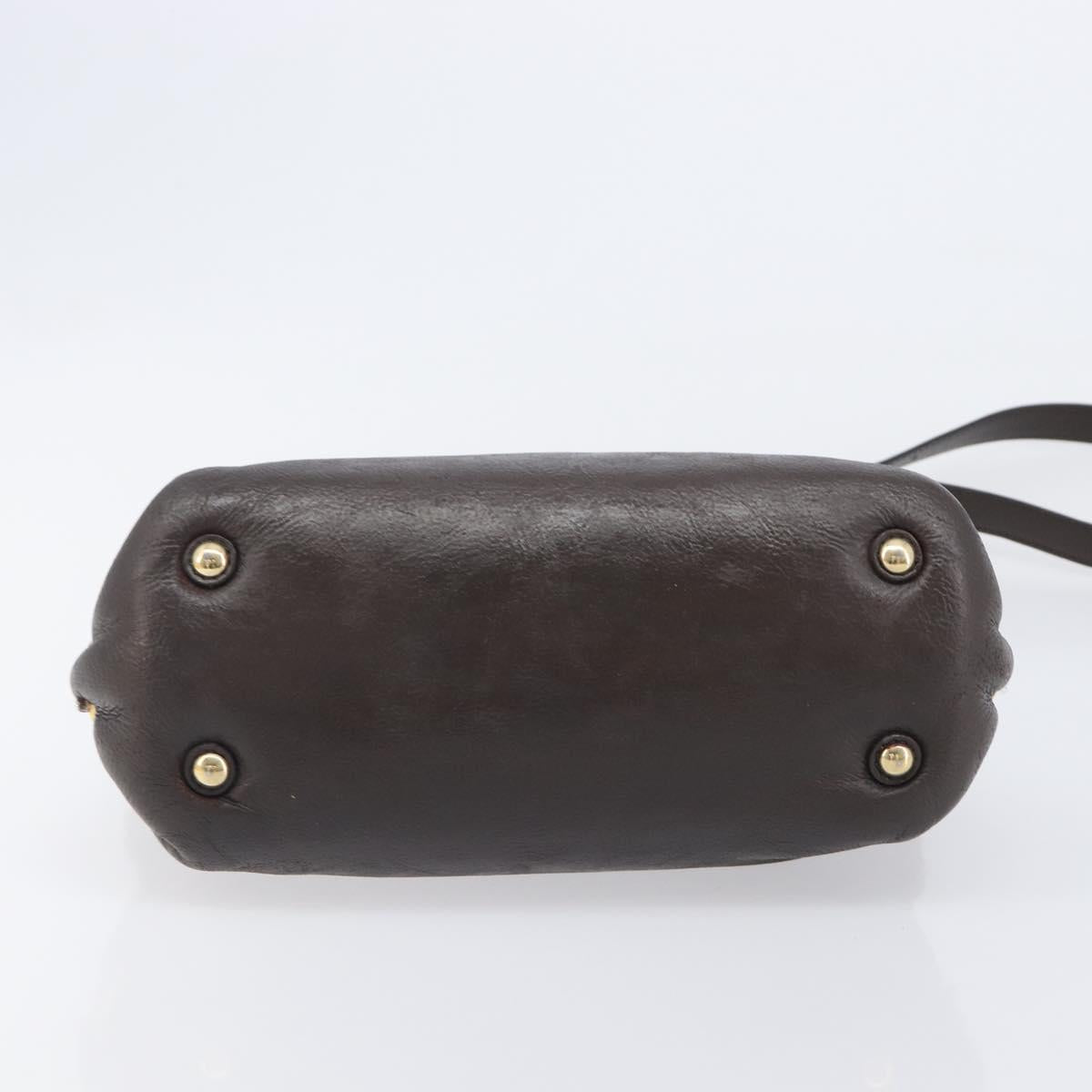 Salvatore Ferragamo Hand Bag Leather 2way Brown Gold Auth 167842A