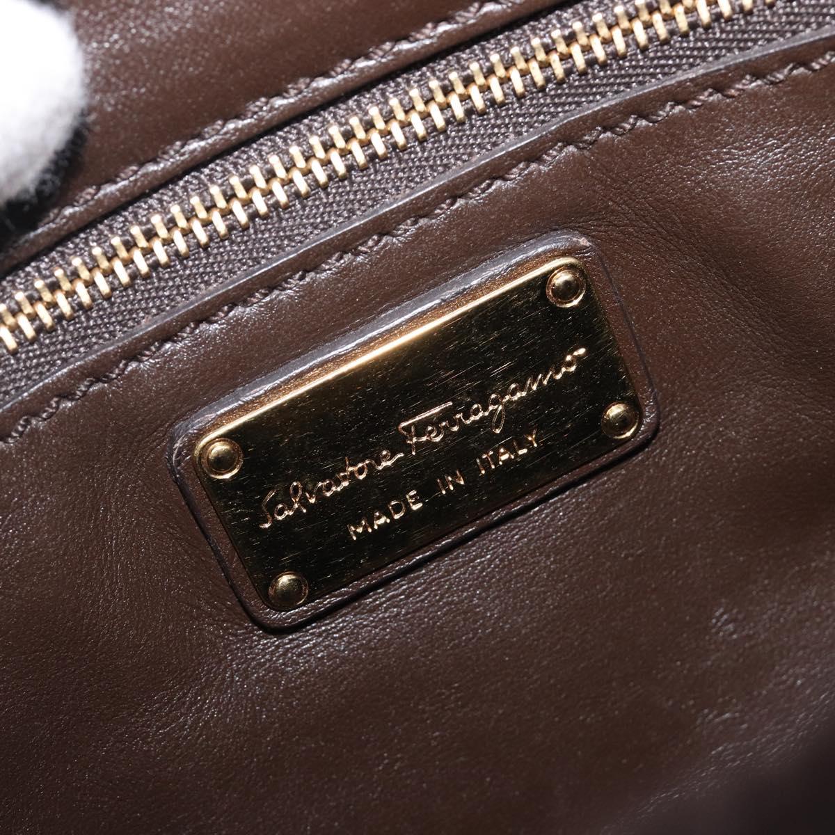 Salvatore Ferragamo Hand Bag Leather 2way Brown Gold Auth 167842A