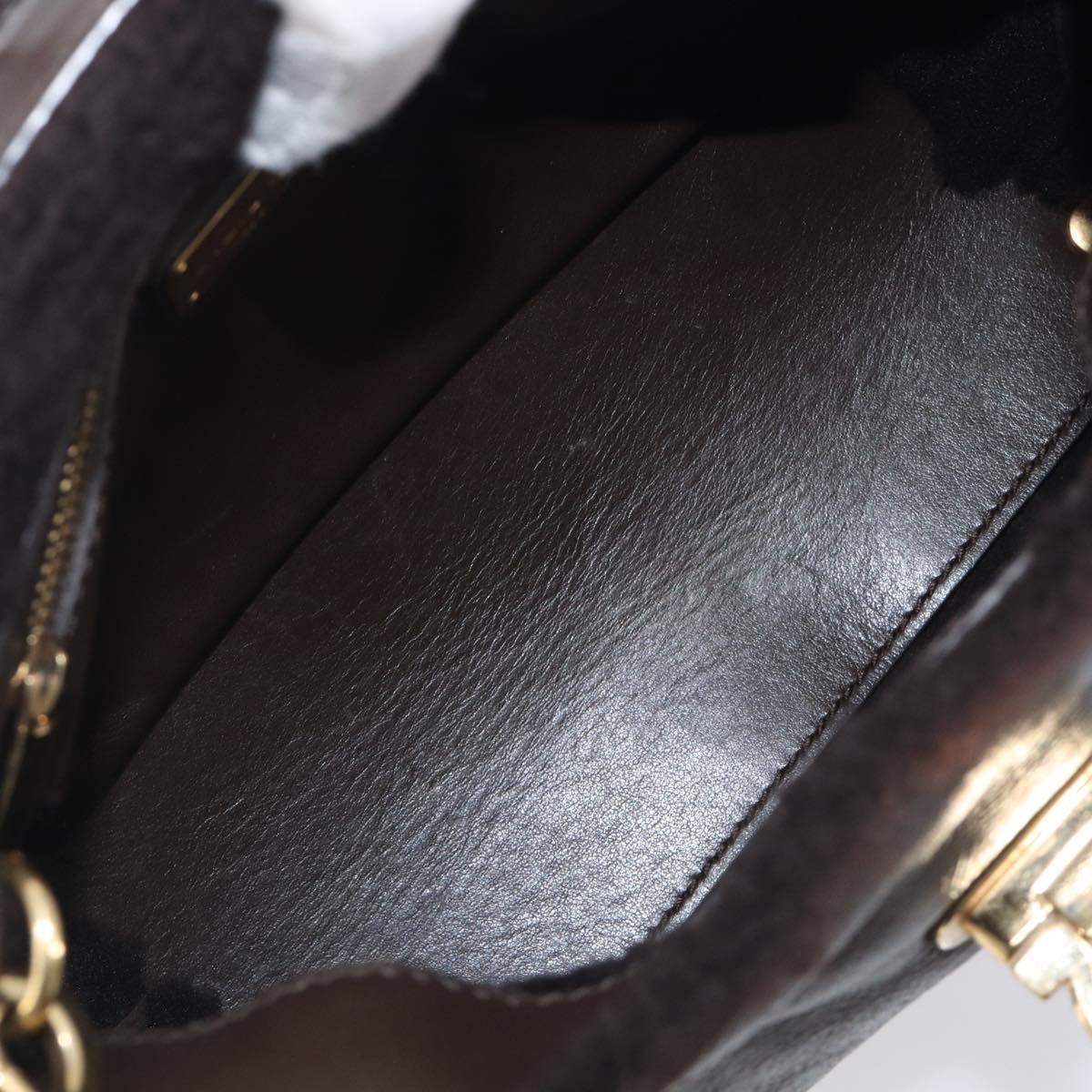 Salvatore Ferragamo Hand Bag Leather 2way Brown Gold Auth 167842A