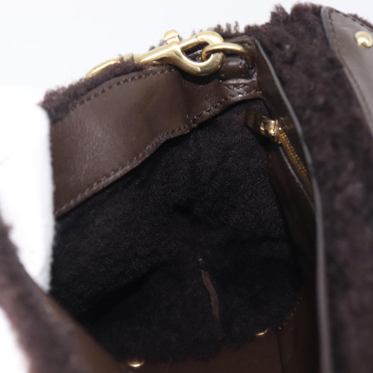 Salvatore Ferragamo Hand Bag Leather 2way Brown Gold Auth 167842A