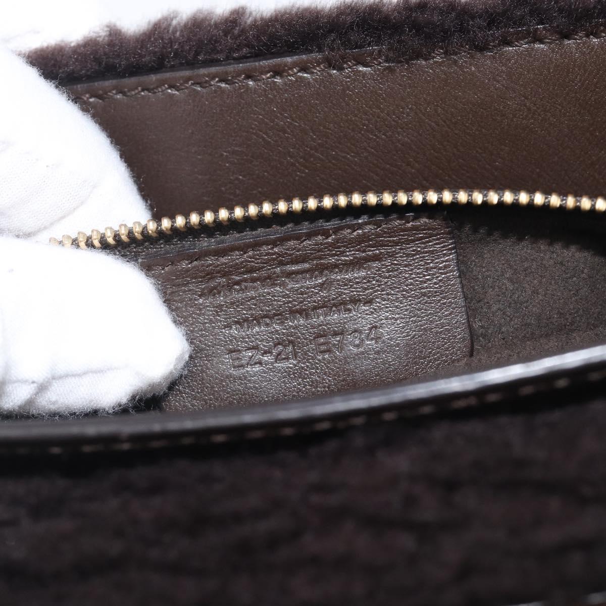Salvatore Ferragamo Hand Bag Leather 2way Brown Gold Auth 167842A