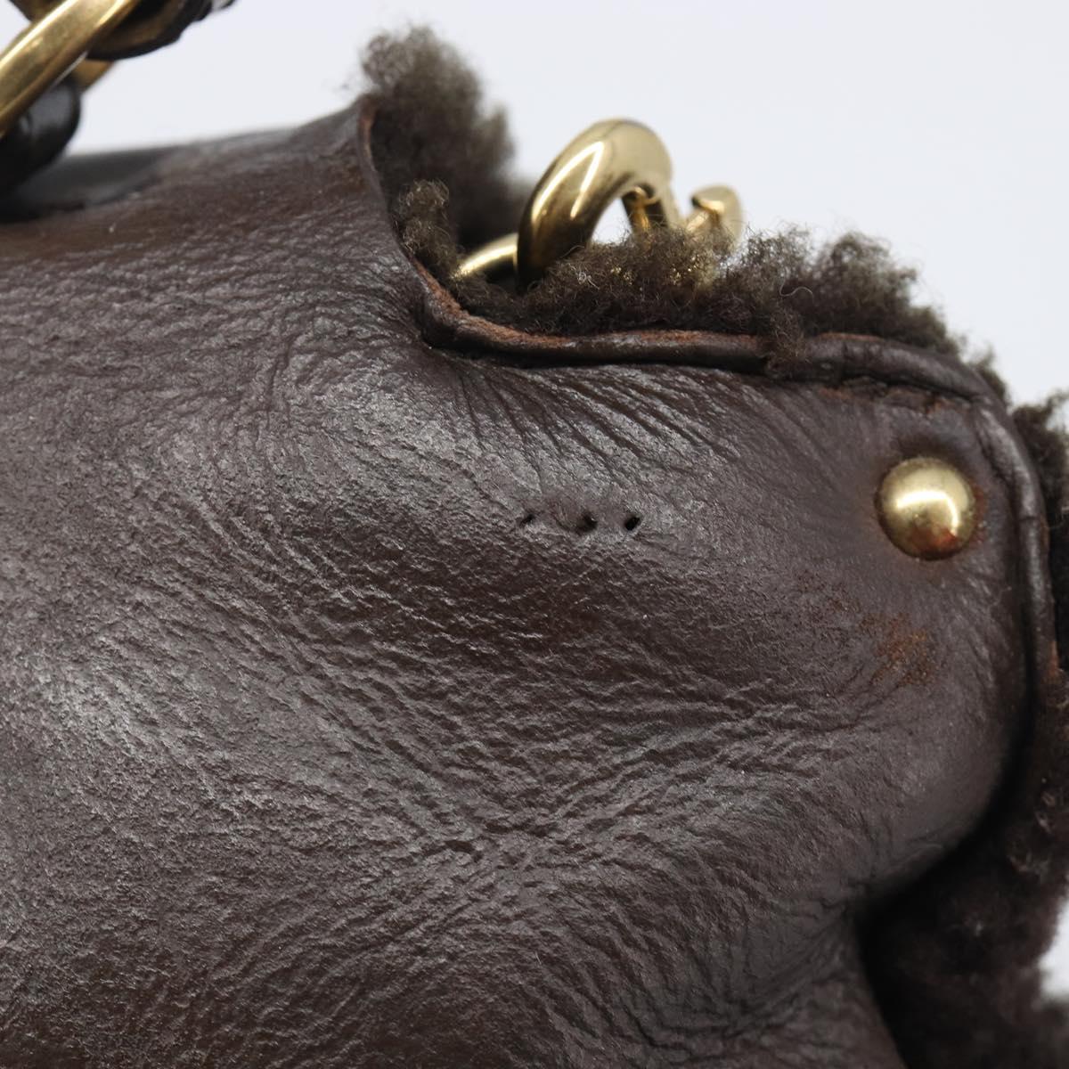 Salvatore Ferragamo Hand Bag Leather 2way Brown Gold Auth 167842A