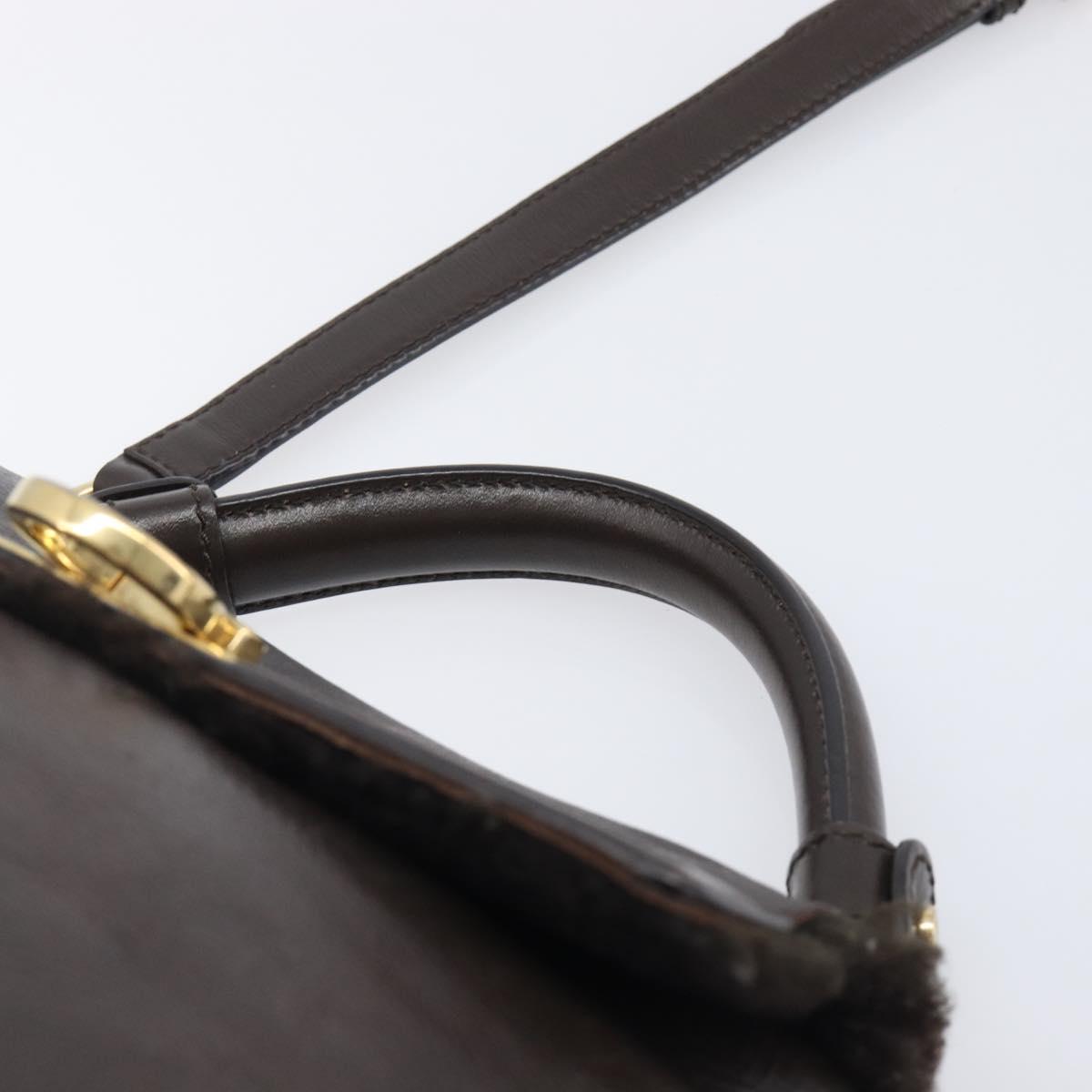 Salvatore Ferragamo Hand Bag Leather 2way Brown Gold Auth 167842A