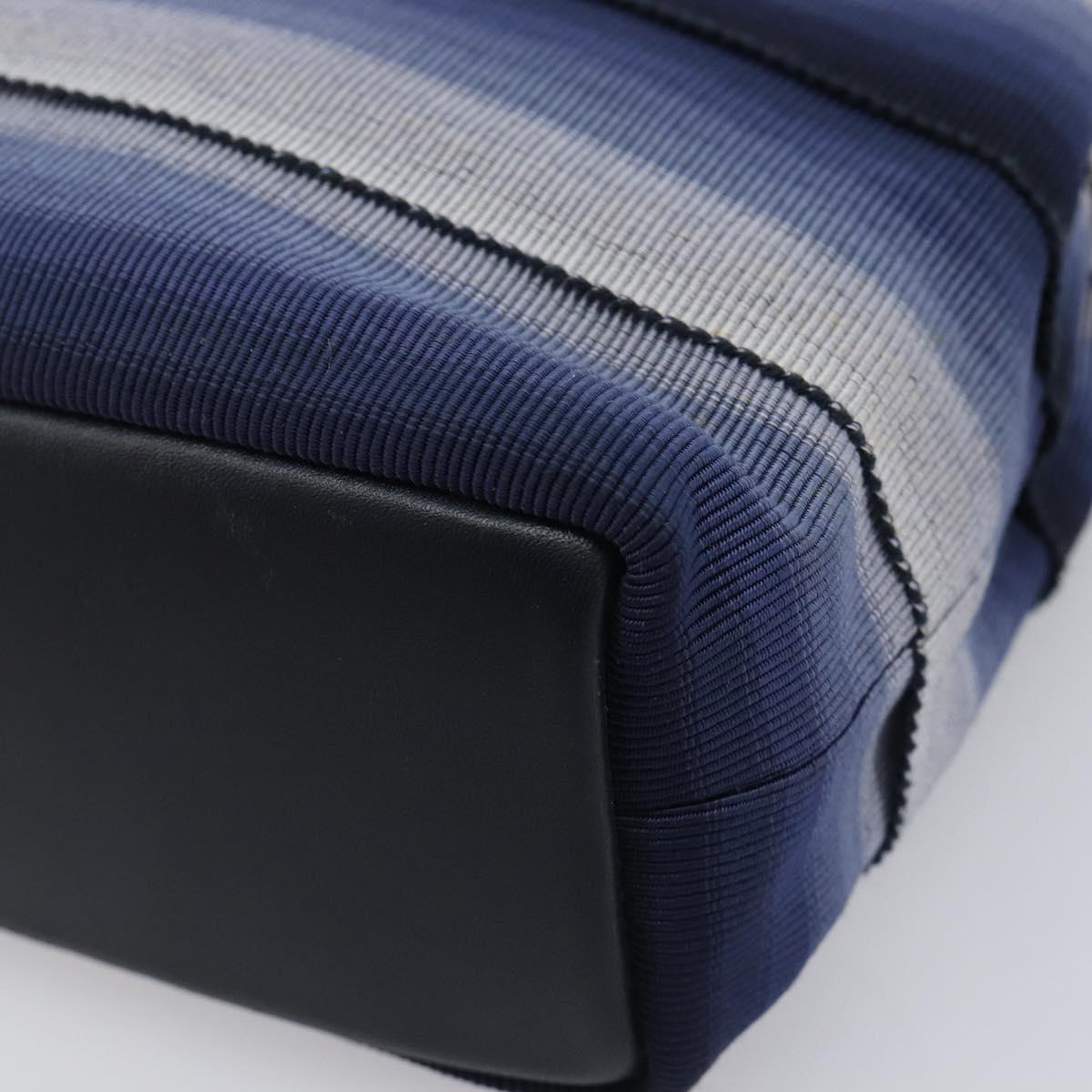Salvatore Ferragamo Vala Hand Bag Canvas Blue Silver Auth 167843A