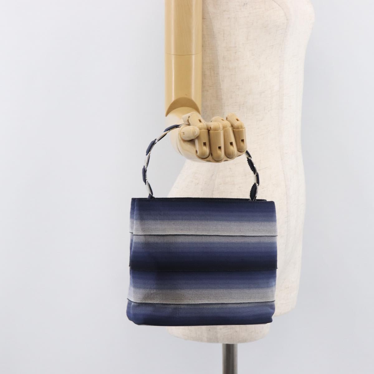 Salvatore Ferragamo Vala Hand Bag Canvas Blue Silver Auth 167843A