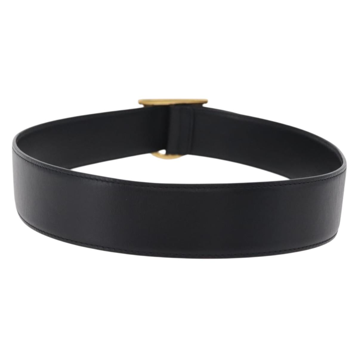 Salvatore Ferragamo Gancini Belt Leather 34.6"" Black Gold Auth 167844A