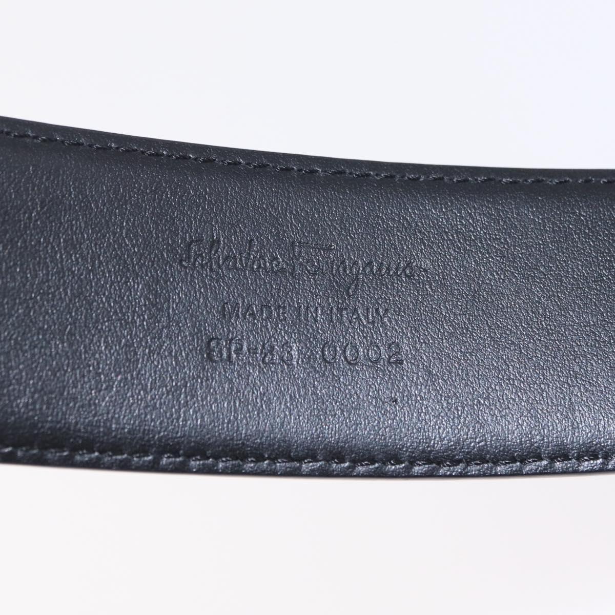 Salvatore Ferragamo Gancini Belt Leather 34.6"" Black Gold Auth 167844A
