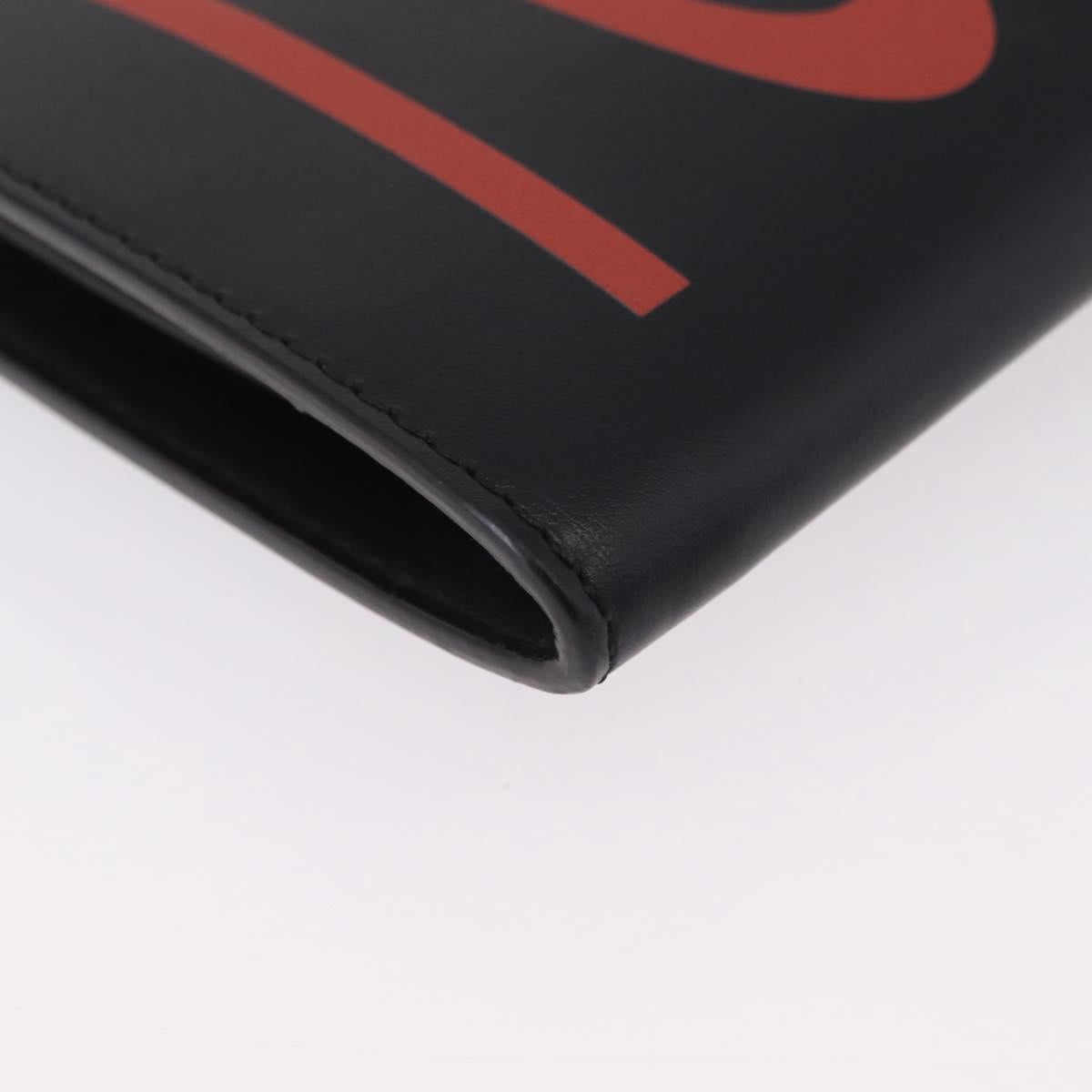 Salvatore Ferragamo Gancini Clutch Bag Leather Black Auth 167845V