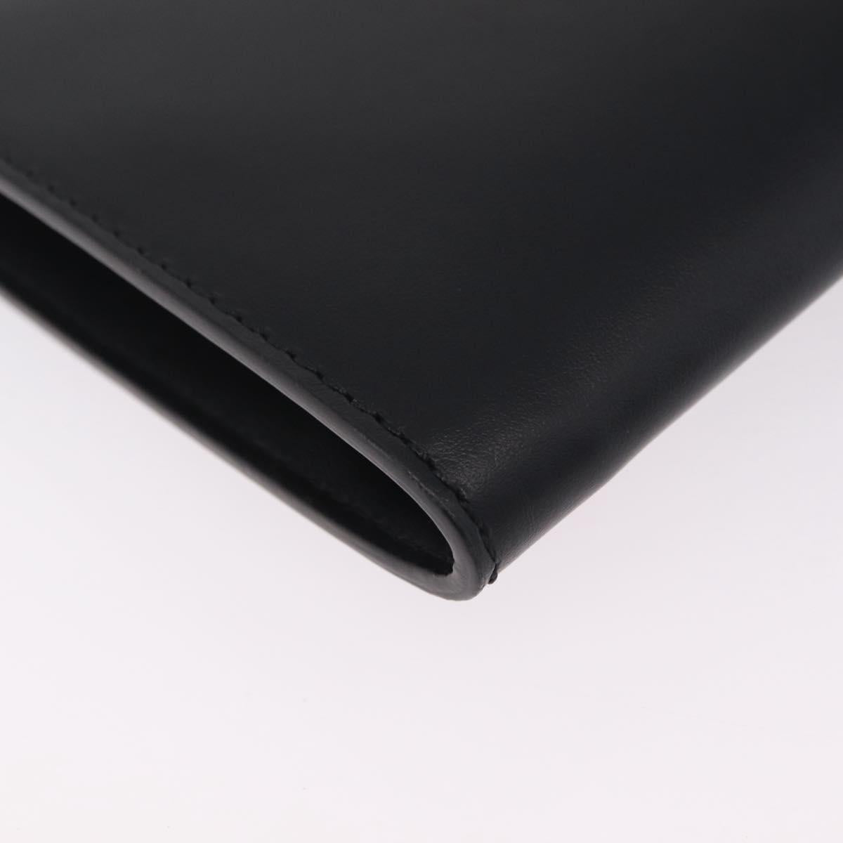 Salvatore Ferragamo Gancini Clutch Bag Leather Black Auth 167845V