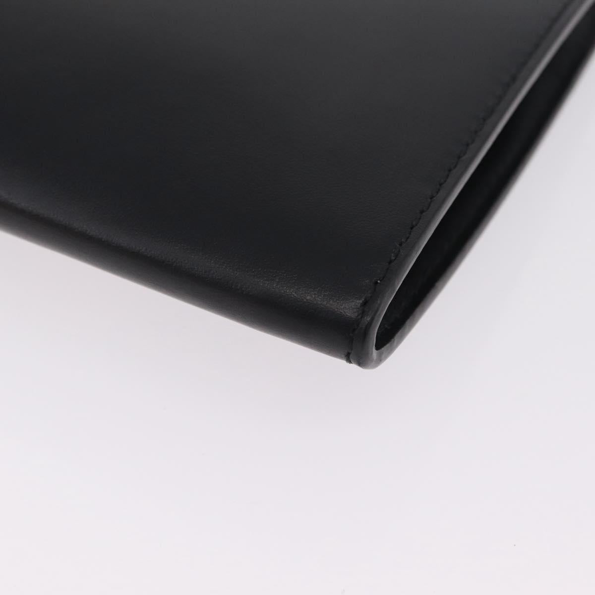 Salvatore Ferragamo Gancini Clutch Bag Leather Black Auth 167845V