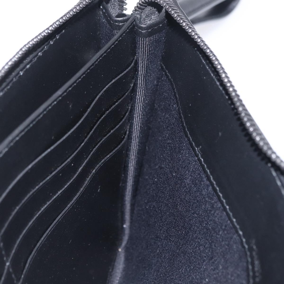 Salvatore Ferragamo Gancini Clutch Bag Leather Black Auth 167845V