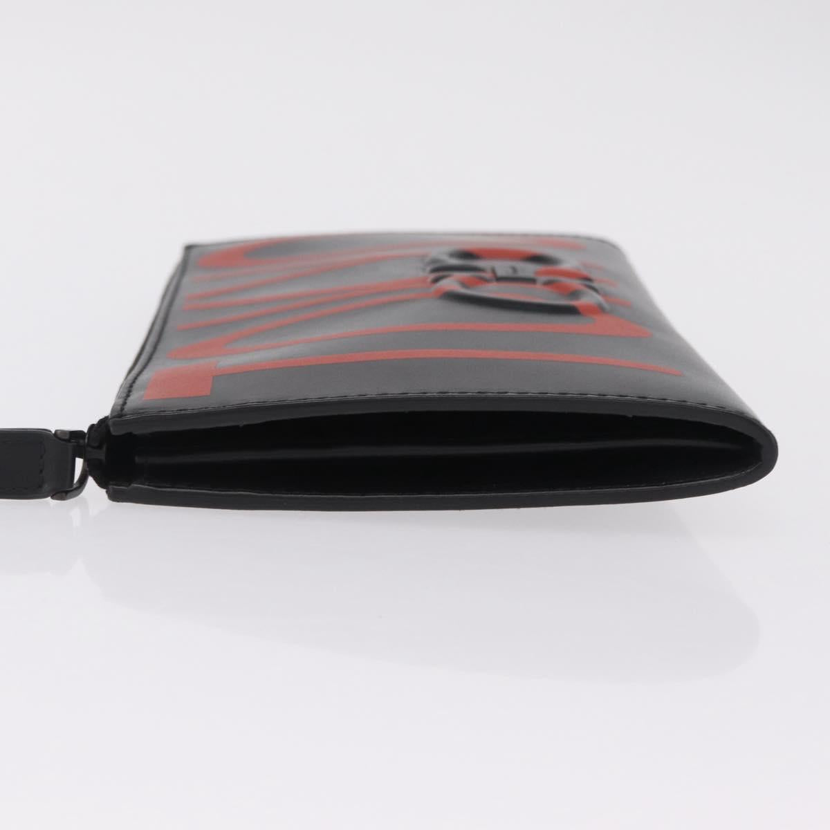 Salvatore Ferragamo Gancini Clutch Bag Leather Black Auth 167845V