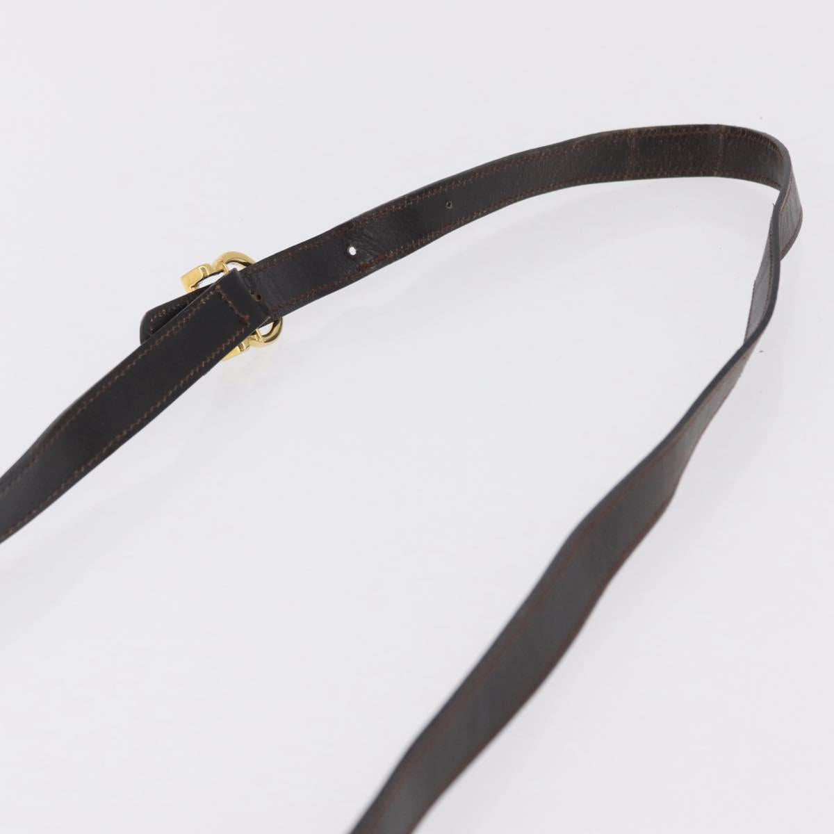 Salvatore Ferragamo Gancini Shoulder Bag Leather Brown Gold Auth 167846