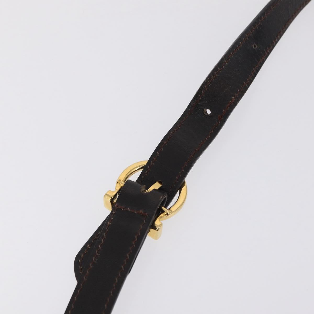 Salvatore Ferragamo Gancini Shoulder Bag Leather Brown Gold Auth 167846