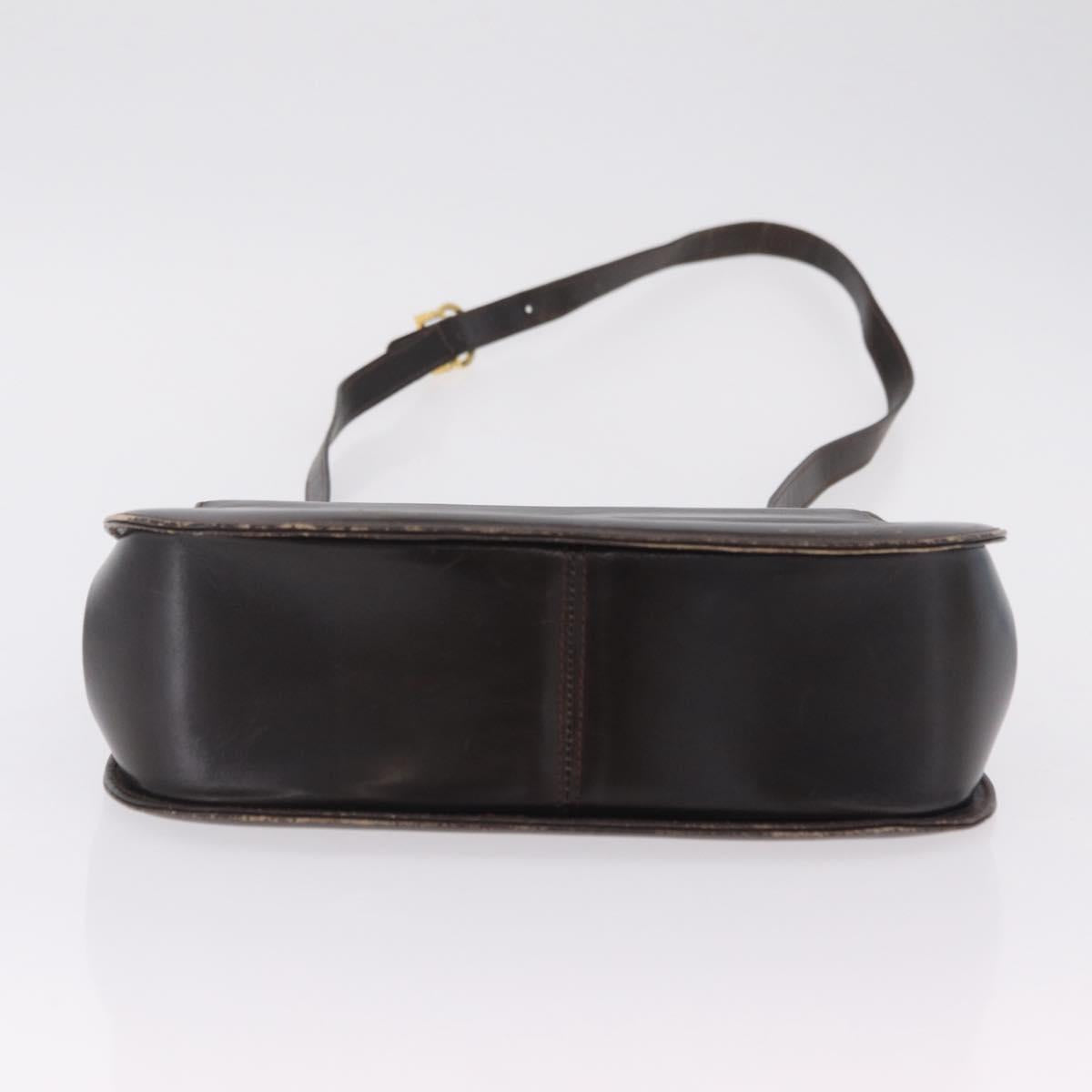 Salvatore Ferragamo Gancini Shoulder Bag Leather Brown Gold Auth 167846