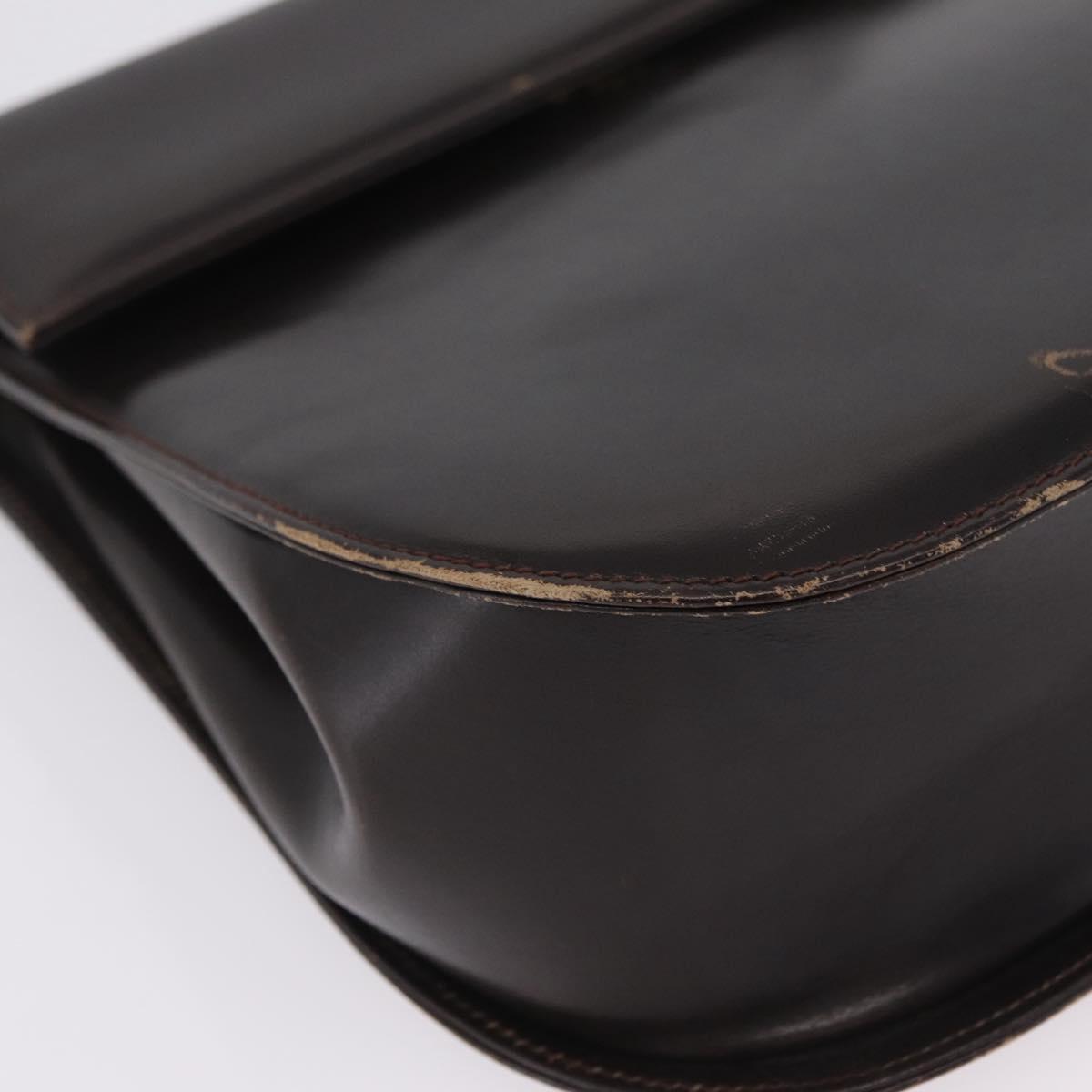 Salvatore Ferragamo Gancini Shoulder Bag Leather Brown Gold Auth 167846