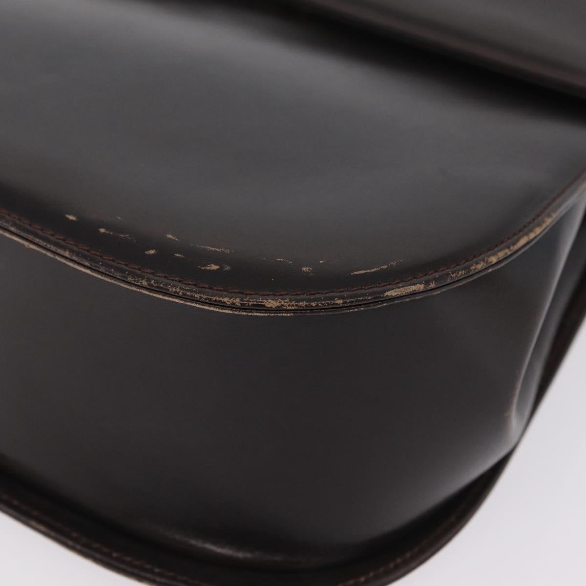 Salvatore Ferragamo Gancini Shoulder Bag Leather Brown Gold Auth 167846