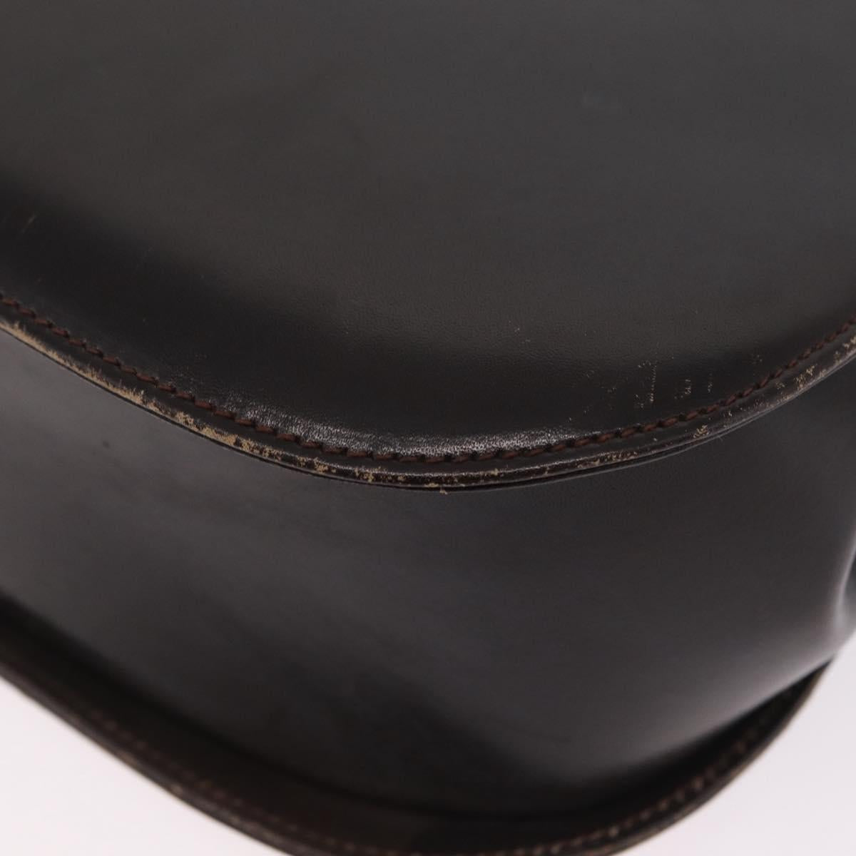 Salvatore Ferragamo Gancini Shoulder Bag Leather Brown Gold Auth 167846