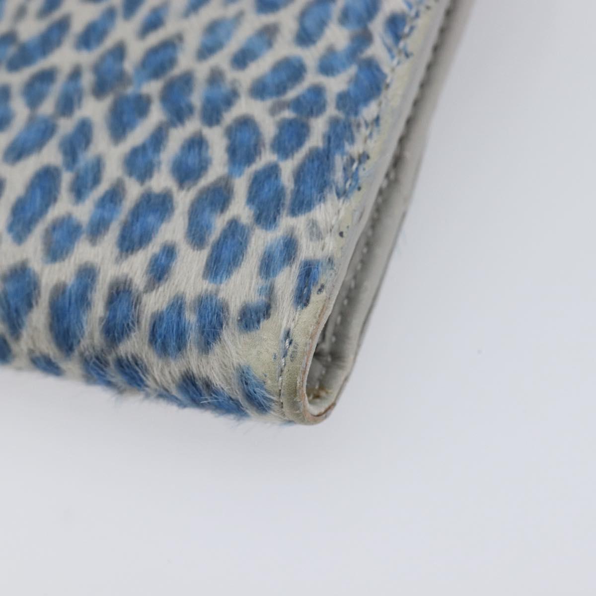 Salvatore Ferragamo Gancini Bifold Wallet Harako Leather Blue Silver Auth 167848