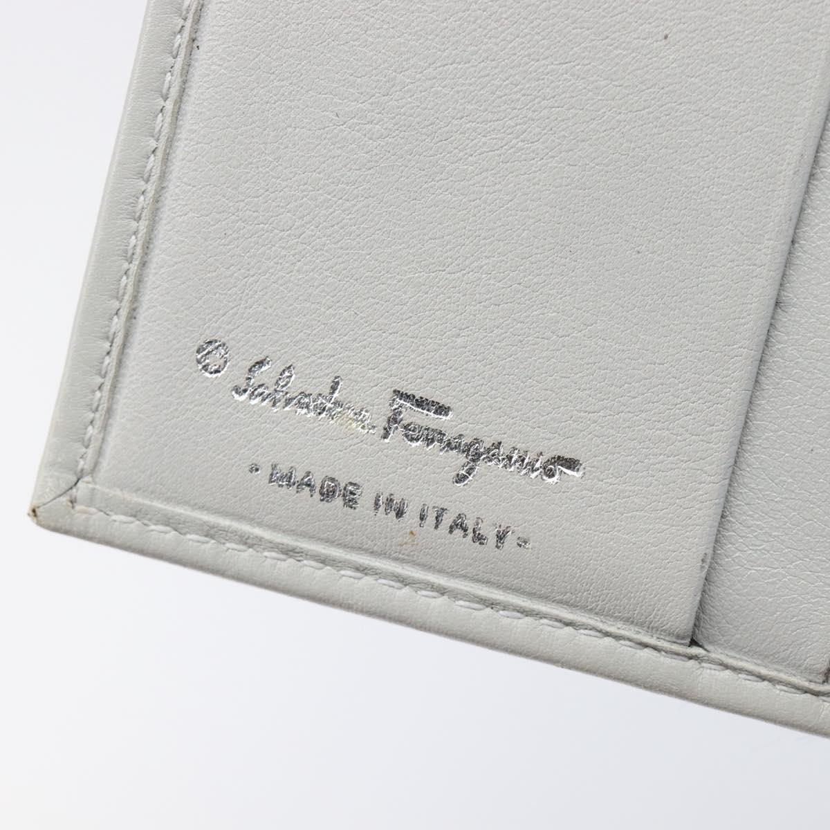 Salvatore Ferragamo Gancini Bifold Wallet Harako Leather Blue Silver Auth 167848