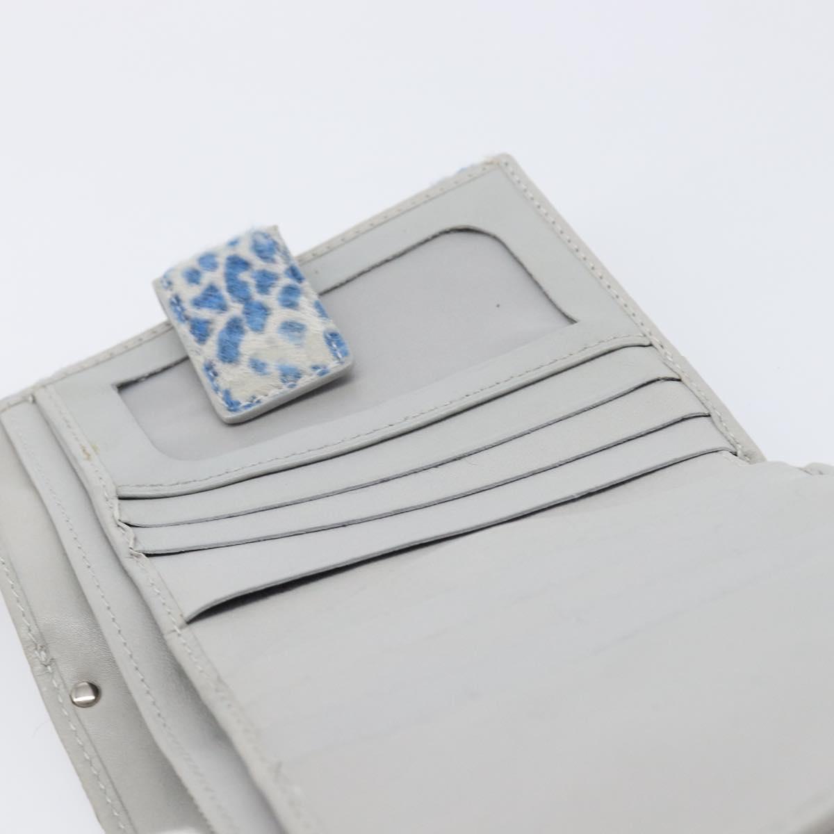 Salvatore Ferragamo Gancini Bifold Wallet Harako Leather Blue Silver Auth 167848