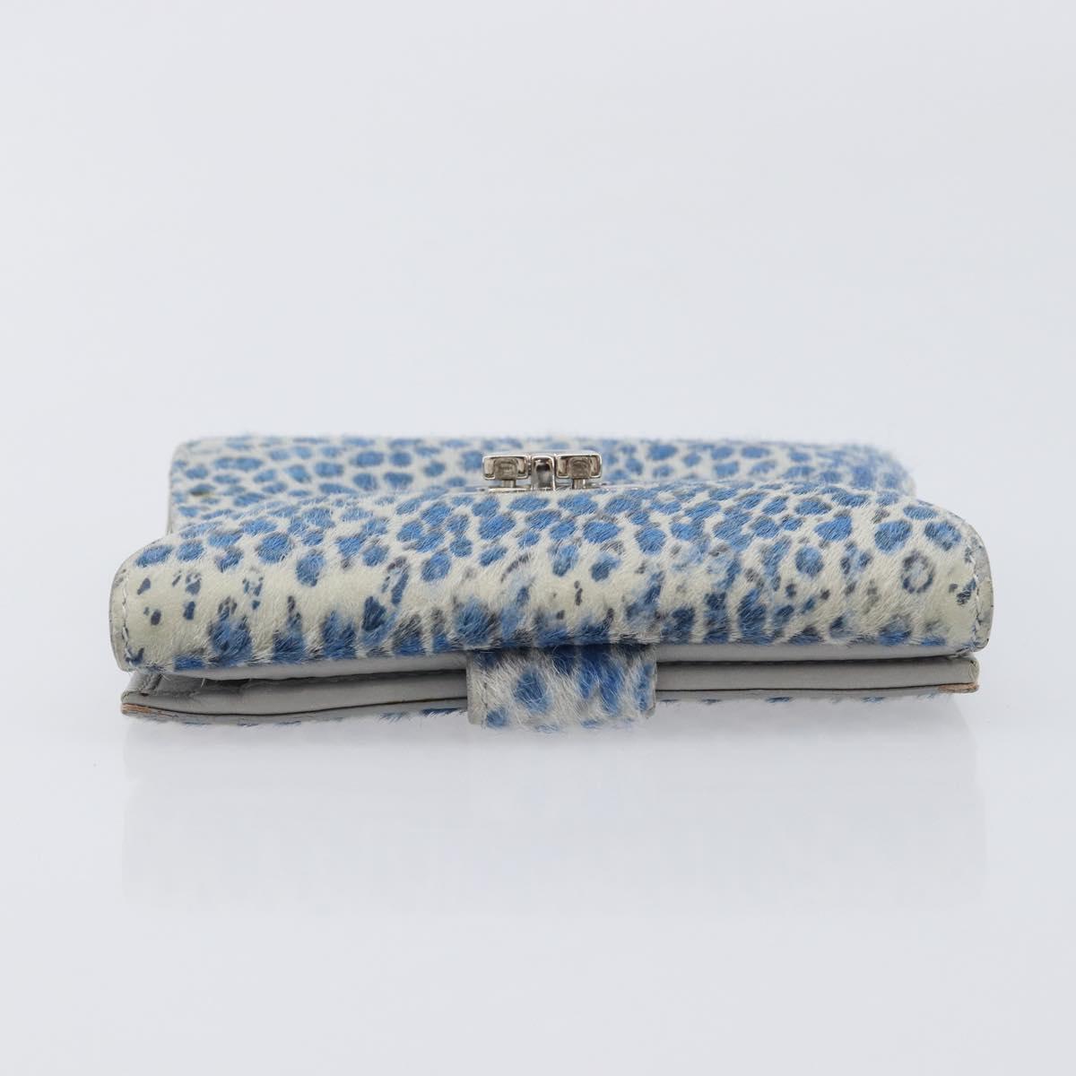 Salvatore Ferragamo Gancini Bifold Wallet Harako Leather Blue Silver Auth 167848