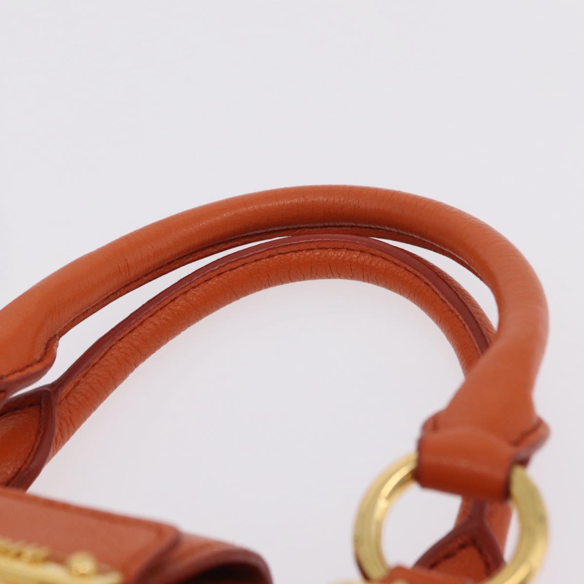 Miu Miu Hand Bag Leather 2way Orange Gold Auth 167849A