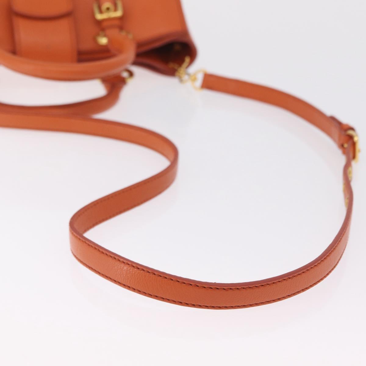 Miu Miu Hand Bag Leather 2way Orange Gold Auth 167849A