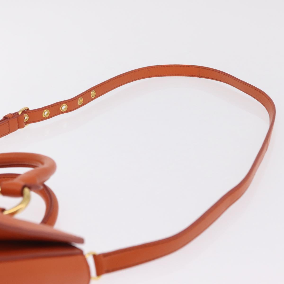 Miu Miu Hand Bag Leather 2way Orange Gold Auth 167849A