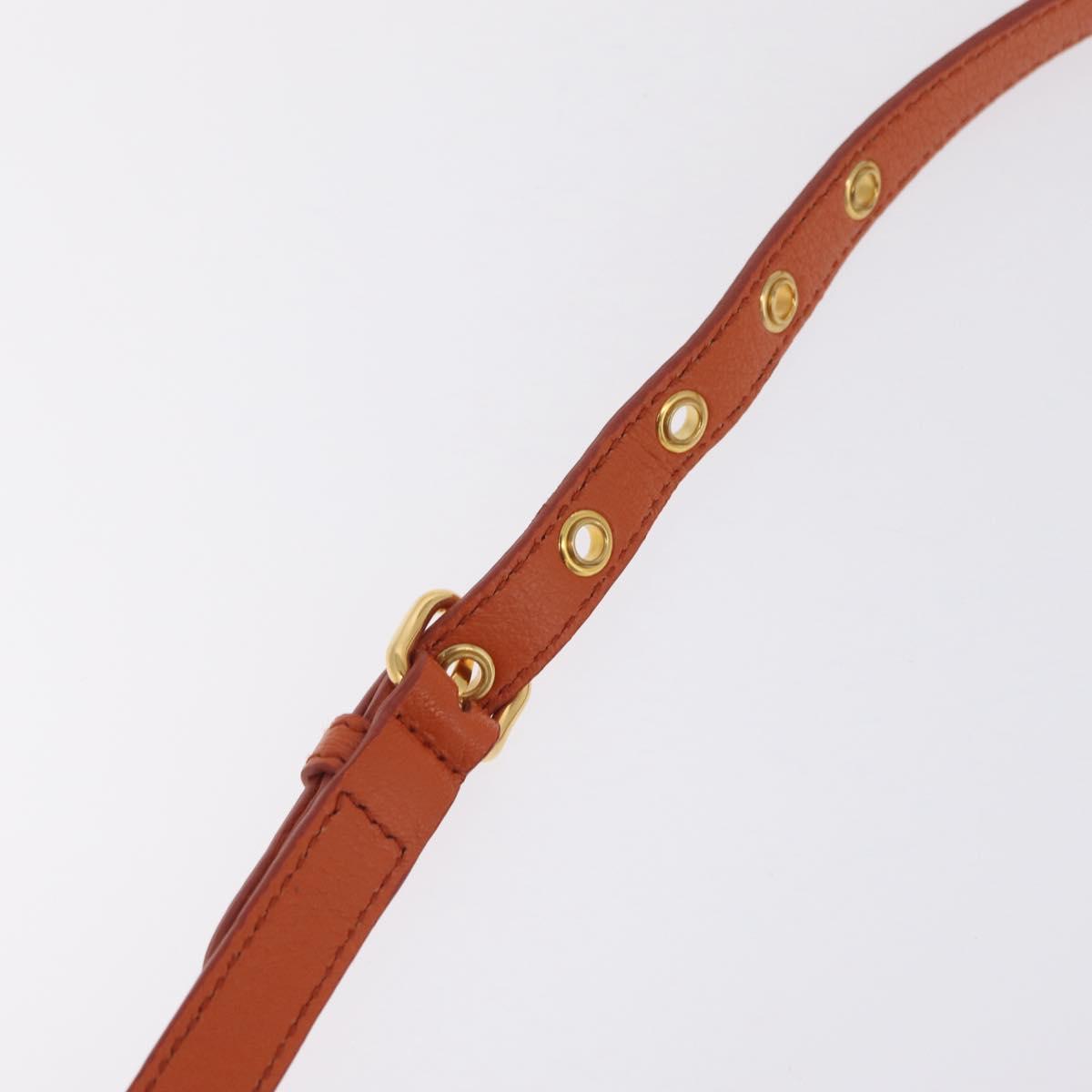 Miu Miu Hand Bag Leather 2way Orange Gold Auth 167849A
