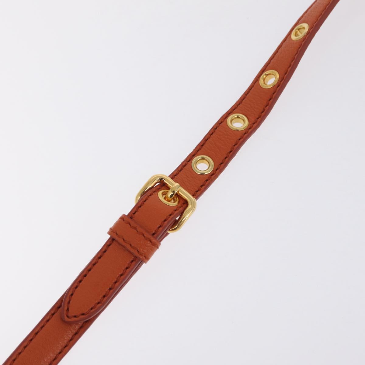 Miu Miu Hand Bag Leather 2way Orange Gold Auth 167849A