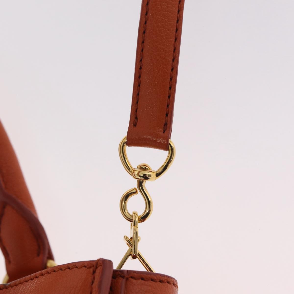Miu Miu Hand Bag Leather 2way Orange Gold Auth 167849A