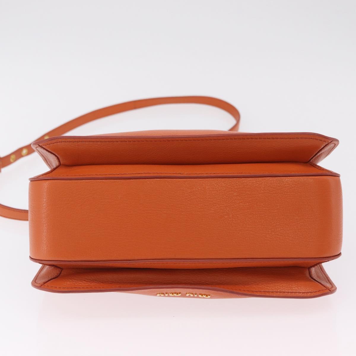 Miu Miu Hand Bag Leather 2way Orange Gold Auth 167849A