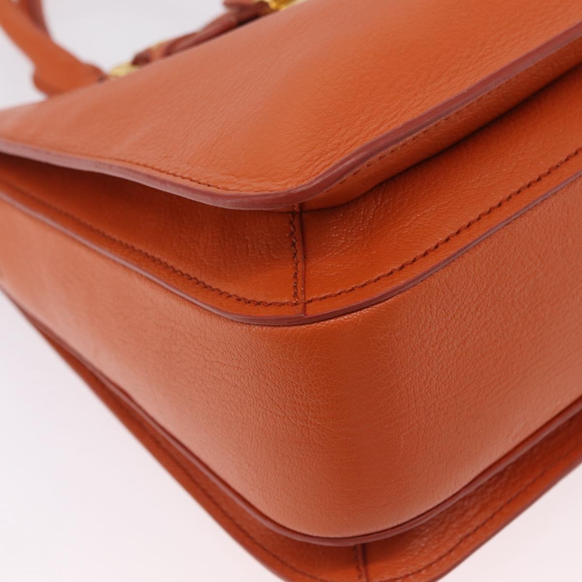 Miu Miu Hand Bag Leather 2way Orange Gold Auth 167849A