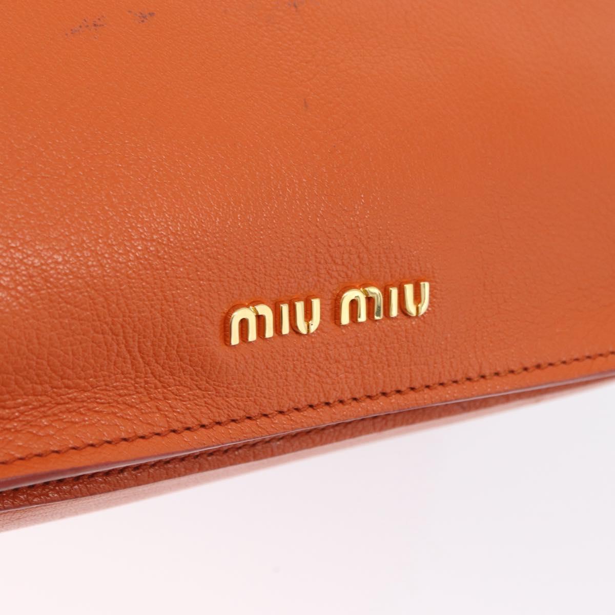 Miu Miu Hand Bag Leather 2way Orange Gold Auth 167849A