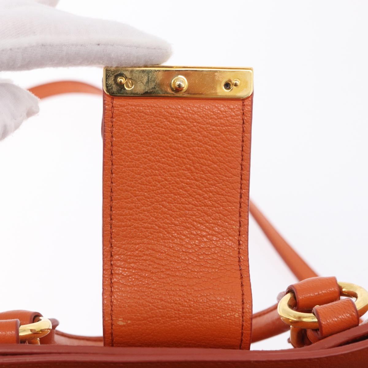 Miu Miu Hand Bag Leather 2way Orange Gold Auth 167849A