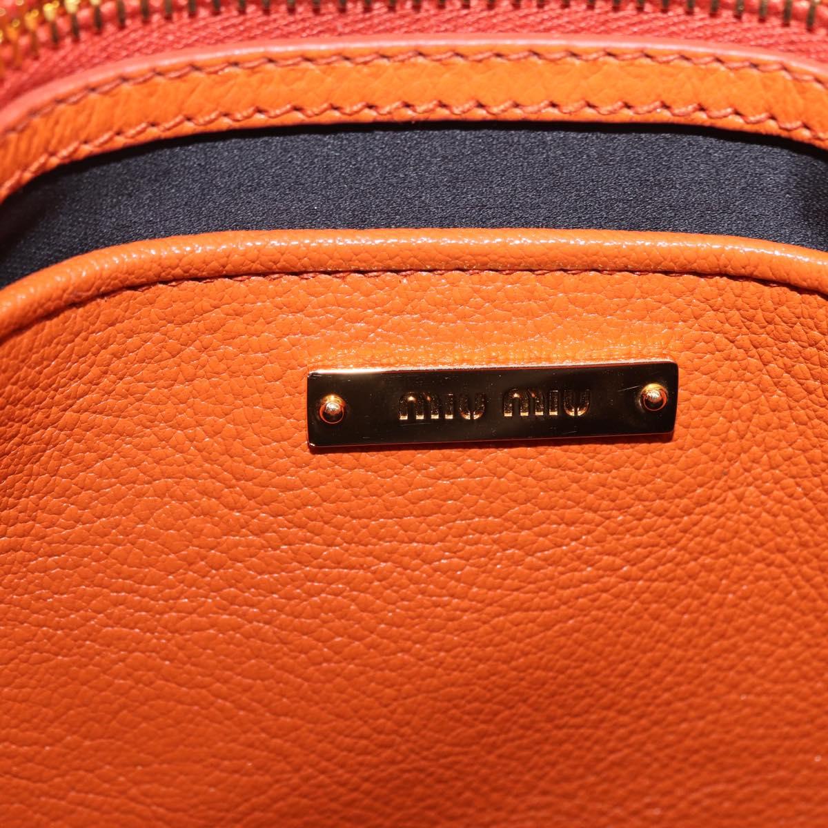Miu Miu Hand Bag Leather 2way Orange Gold Auth 167849A
