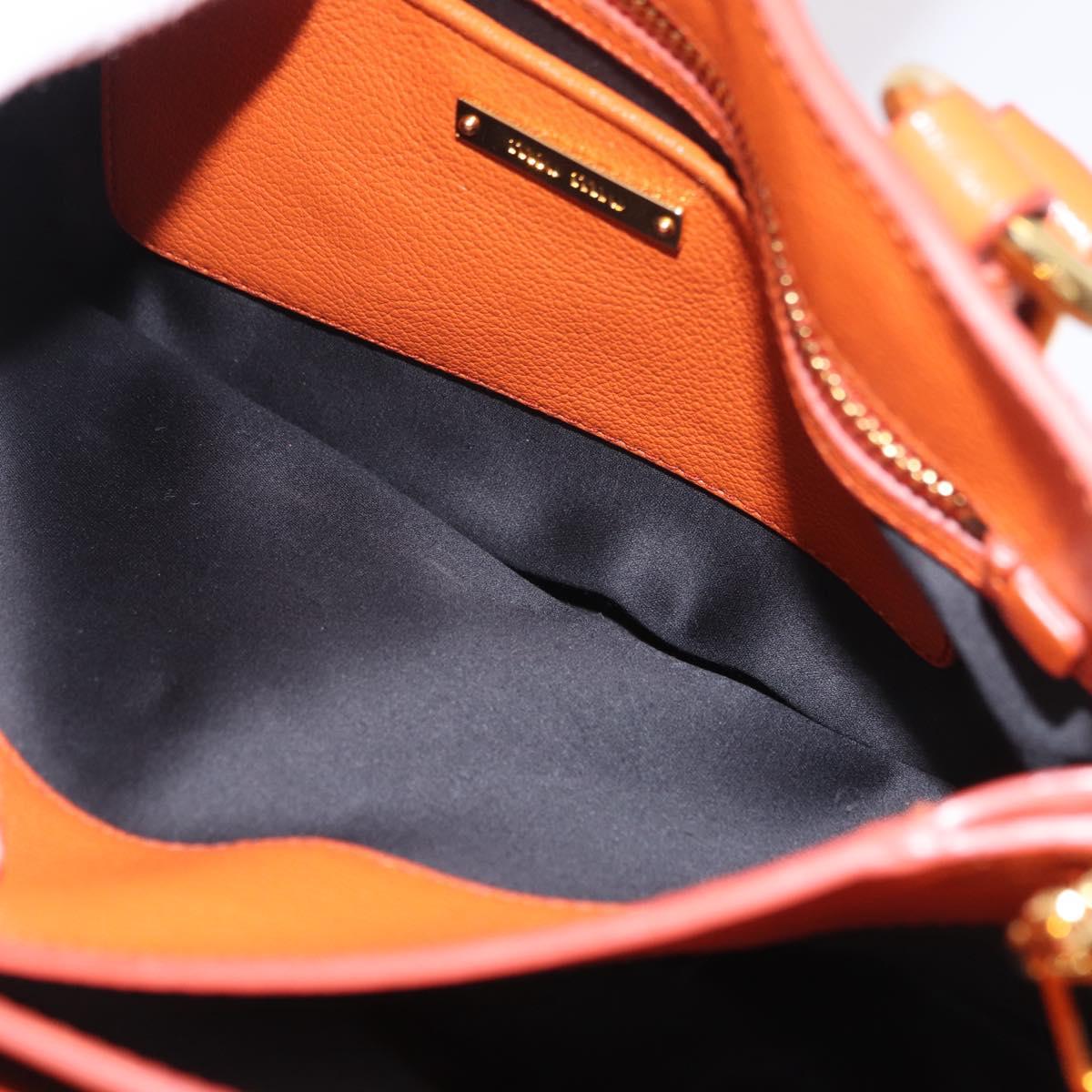 Miu Miu Hand Bag Leather 2way Orange Gold Auth 167849A