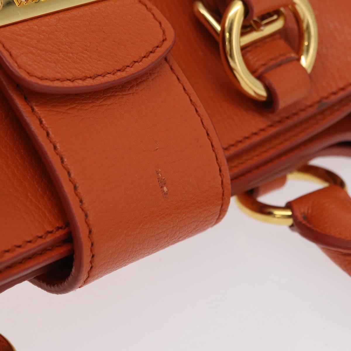 Miu Miu Hand Bag Leather 2way Orange Gold Auth 167849A